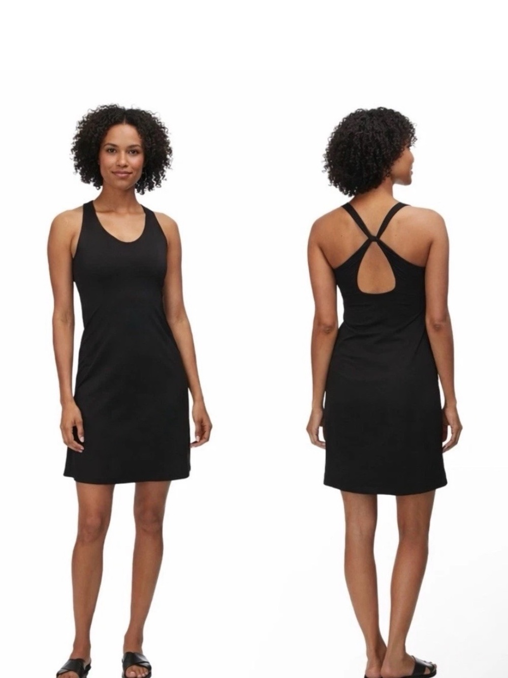 Patagonia Worn Wear Magnolia Twist Back Sport Dress Black Built-In Bra XS
